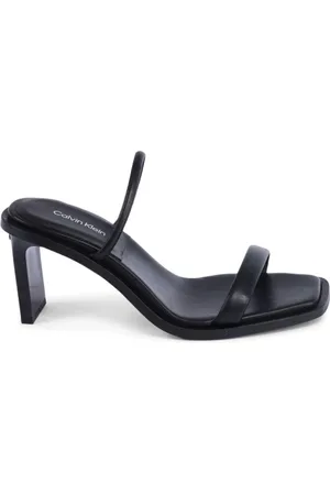 Calvin Klein Femme, Chaussures, Noir, Taille: 39 EU Sandales en Cuir Noir Design Minimaliste