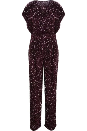 Elisabetta Franchi Femme, Combinaisons et Ensembles, Rouge, Taille: 40 FR Combinaison à Paillettes avec Col Bateau