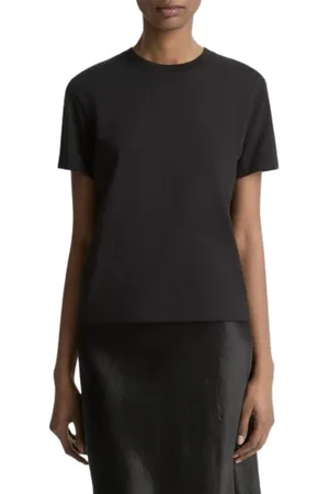 Vince Femme, Tops, Noir, Taille: 40 FR T-shirt en coton Pima doux