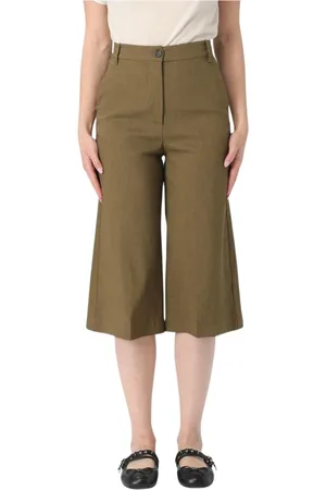 Pinko Femme, Shorts, Vert, Taille: 38 FR Culottes en Lin Style Militaire