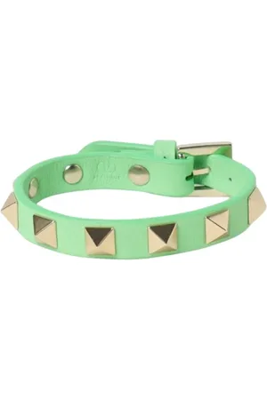 VALENTINO GARAVANI Femme, Accessoires, Vert, Taille: ONE Size Bracelet en Cuir Rockstud Noir