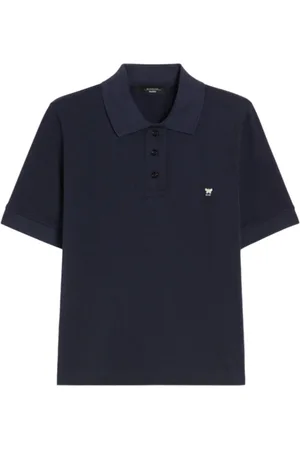 Max Mara Femme, Tops, Bleu, Taille: 38 FR Polo en Coton Biologique Logo Papillon