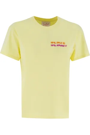 MC2 SAINT BARTH Femme, Tops, Jaune, Taille: 42 FR T-shirt col rond brodé