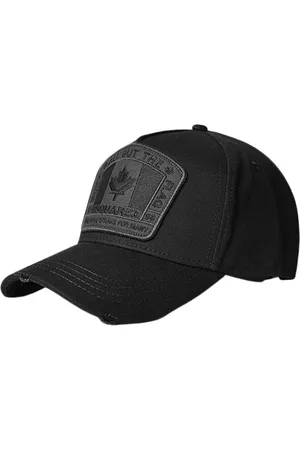 Dsquared2 Homme, Accessoires, Noir, Taille: ONE Size Casquette en Gabardine de Coton Noir Brodé