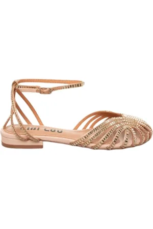 Bibi Lou Femme, Chaussures, , Taille: 41 EU Sandale plate en cuir nude avec bijou