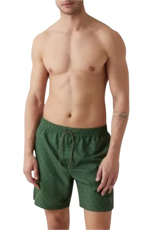 Guess Homme, Maillots de bain, Vert, Taille: L Logo en Relief Maillot Bermuda