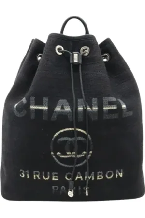 CHANEL Femme, Pre-owned, Noir, Taille: ONE Size Pre-owned Toile sacs-dos