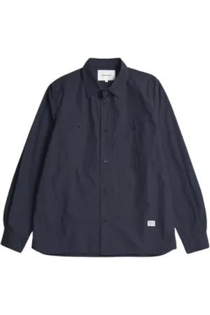 Norse projects Homme, Chemises, Bleu, Taille: M Chemise Bleue en Coton avec Poches