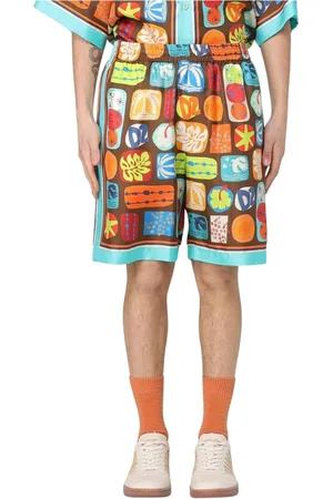 Dsquared2 Homme, Shorts, Multicolore, Taille: M Shorts en Soie Imprimé Tropical
