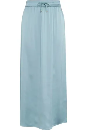 HERNO Femme, Jupes, Bleu, Taille: 36 FR Jupe Longue en Crêpe de Soie avec Fente Latérale