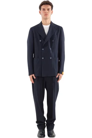 Biagio Santaniello Homme, Costumes, Bleu, Taille: L Élégant Costume en Laine à Double Boutonnage