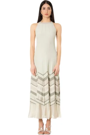 D.EXTERIOR Femme, Robes, Vert, Taille: 40 FR Robe Longue Élégante à Rayures