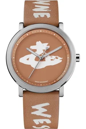 Vivienne Westwood Femme, Accessoires, Brun, Taille: ONE Size Montre Orb Logo Quartz Bracelet en Cuir
