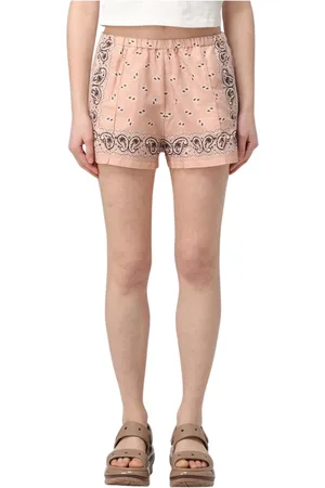 Palm Angels Femme, Shorts, Rose, Taille: 40 FR Short en Lin Imprimé Rose
