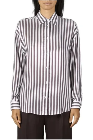 CRUNA Femme, Blouses et Chemises, Brun, Taille: 40 FR Chemise Satin Oversized Boyfriend