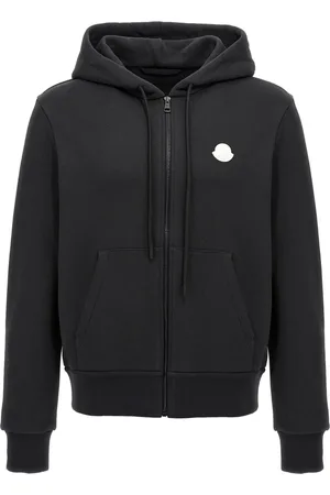 Moncler Homme, Sweatshirts et sweats à capuche, Noir, Taille: L Sweat à capuche noir avec fermeture éclair et poches latérales