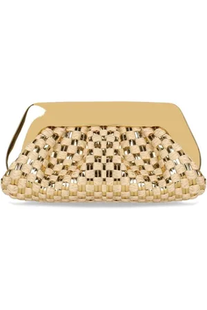 THEMOIRÈ Femme, Sacs, Jaune, Taille: ONE Size Sac Pochette en Paille Végane Dorée