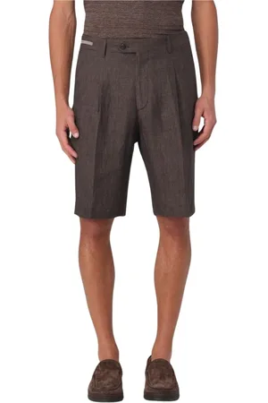 corneliani Homme, Shorts, Brun, Taille: L Shorts Plissés en Lin Marron