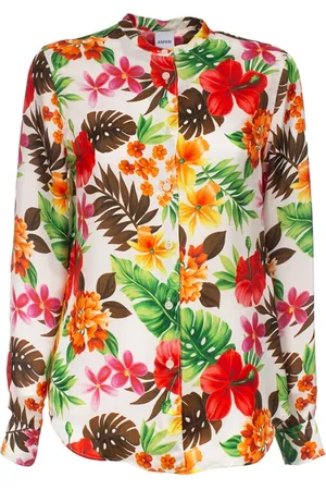Aspesi Femme, Blouses et Chemises, Multicolore, Taille: 40 FR Chemise en soie florale à manches longues bouton