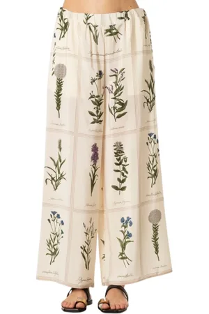 Max Mara Femme, Pantalons, , Taille: 42 FR Pantalon large imprimé en soie