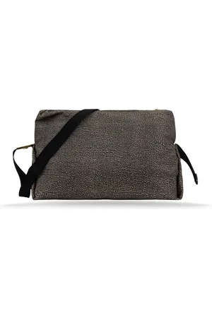 Borbonese Femme, Sacs, Gris, Taille: ONE Size Sac bandoulière avec imprimé animal et bordure en cuir