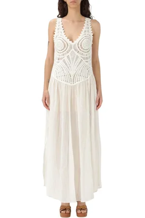 Twin-Set Femme, Robes, , Taille: 38 FR Robe Élégante sans Manches en Dentelle avec Broderie Subtile
