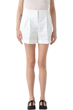 Max Mara Femme, Shorts, Blanc, Taille: 38 FR Shorts en Coton Blanc Plissé