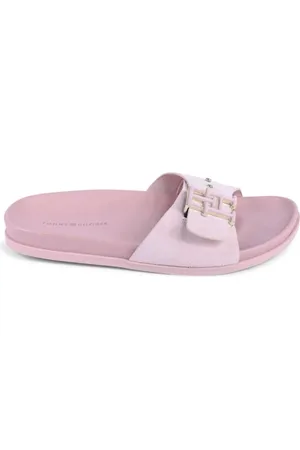 Tommy Hilfiger Femme, Chaussures, Rose, Taille: 39 EU Rose Cuir Boucle Slides