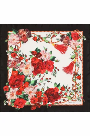Dolce & Gabbana Femme, Accessoires, Multicolore, Taille: ONE Size Foulard en Soie Imprimé Floral Forme Carrée