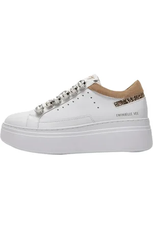 Emanuélle vee Femme, Chaussures, Blanc, Taille: 41 EU Baskets Glamour Blanches avec Pierres et Paillettes