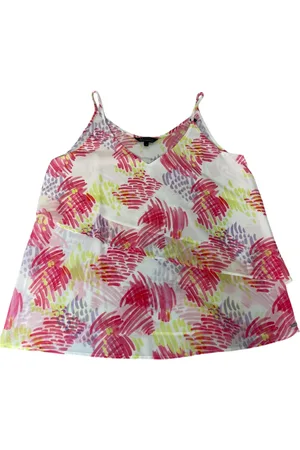 Armani Exchange Femme, Tops, Multicolore, Taille: 38 FR Haut Femme Blanc/Rouge/Jaune Motif Coup de Pinceau
