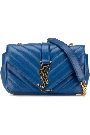 Saint Laurent Femme, Pre-owned, Bleu, Taille: ONE Size Pre-owned Cuir sacs-ports-paule