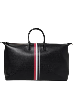 Thom Browne Homme, Sacs, Noir, Taille: ONE Size Sac de Voyage en Cuir à Rayures