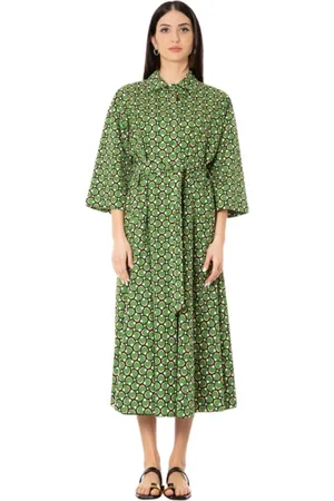 Max Mara Femme, Robes, Vert, Taille: 40 FR Robe Géométrique avec Détails Verts