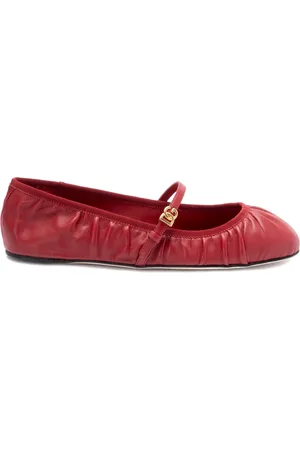 Dolce & Gabbana Femme, Chaussures, Rouge, Taille: 38 1/2 EU Chaussures plates rouges avec boucle logo