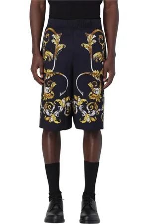 VERSACE Homme, Shorts, Noir, Taille: 2XL Shorts en Denim Noir avec Détails Couture