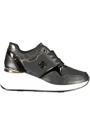 Laura Biagiotti Femme, Chaussures, Noir, Taille: 41 EU Baskets Noir Brodé avec Semelle Amovible