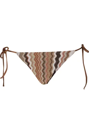 MC2 SAINT BARTH Femme, Maillots de bain, Brun, Taille: 38 FR Bas de Bikini Chevron Lurex avec