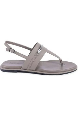 Calvin Klein Femme, Chaussures, Vert, Taille: 40 EU Sandales en Cuir Kaki