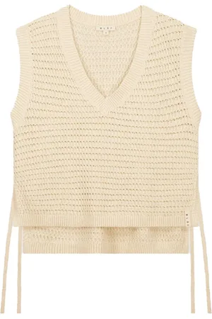 OLAF HUSSEIN Femme, Vestes, Brun, Taille: 36 FR Gilet Tricoté Ouvert Spencer