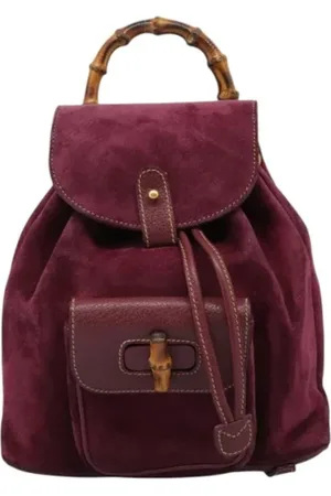 Gucci Femme, Pre-owned, Violet, Taille: ONE Size Pre-owned Daim sacs-dos