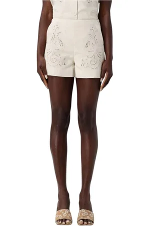 Twin-Set Femme, Shorts, Blanc, Taille: 40 FR Shorts Brodés Élégants