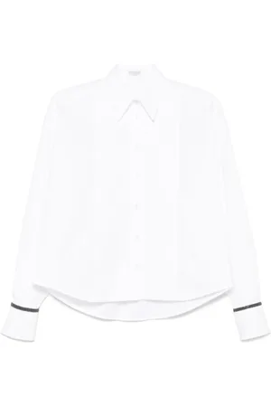 Brunello Cucinelli Femme, Blouses et Chemises, Blanc, Taille: 40 FR Chemise Blanche à Col Classique avec Détail Pintuck
