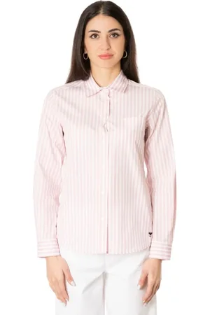 Max Mara Femme, Blouses et Chemises, Rose, Taille: 38 FR Chemise en coton rayée avec poche