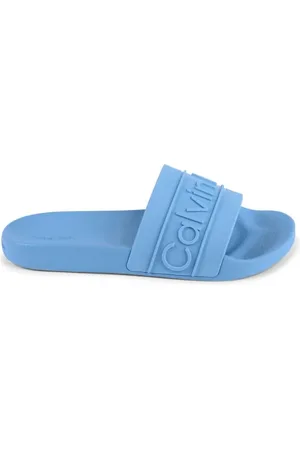 Calvin Klein Femme, Chaussures, Bleu, Taille: 39 EU Sandales à Glissière Bleues en Relief