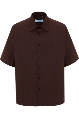 COSTUMEIN Homme, Chemises, Brun, Taille: L Chemise en Coton Marron Eric à Rayures