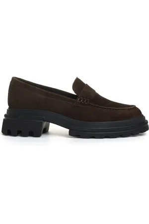 Hogan Femme, Chaussures, Noir, Taille: 36 EU Baskets de luxe en cuir marron Aw24