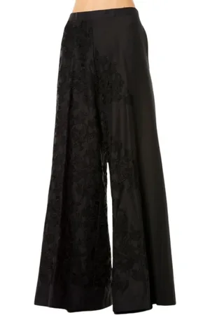 LIVIANA CONTI Femme, Pantalons, Noir, Taille: 38 FR Pantalon Large Brodé - Noir Rose