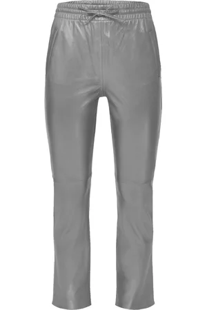 Oakwood Femme, Pantalons, Gris, Taille: 36 FR Pantalon jogger en cuir métallique