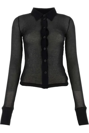 Helmut Lang Femme, Pulls, Noir, Taille: 38 FR Gilet en Mélange de Coton Noir Tricot
